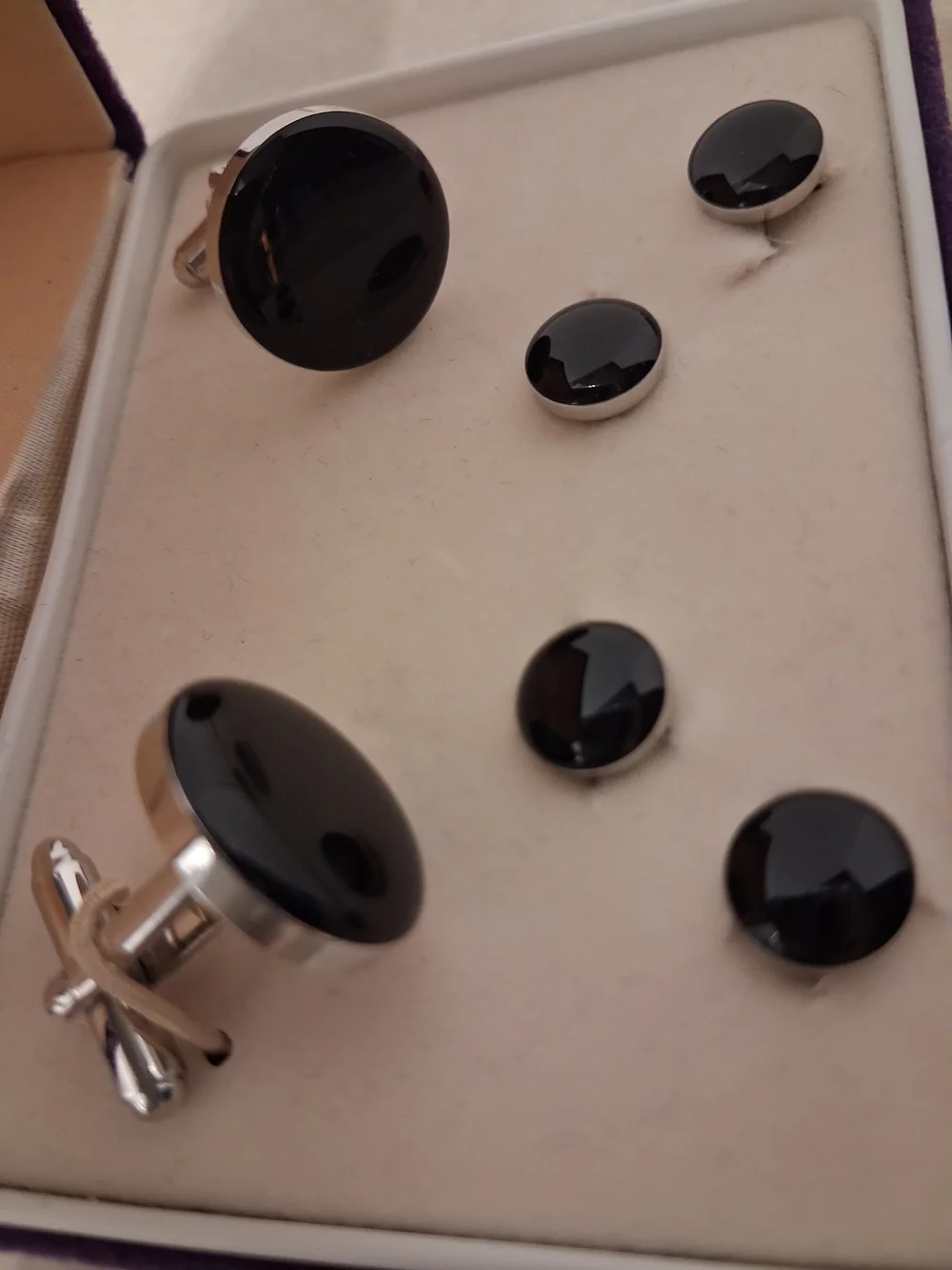Black Onyx Cuff Links and Shirt Stud Set